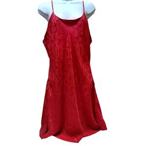 Private Luxuries 100% Silk Chemise Slip Dress Red Rose Women L Romantic Feminine